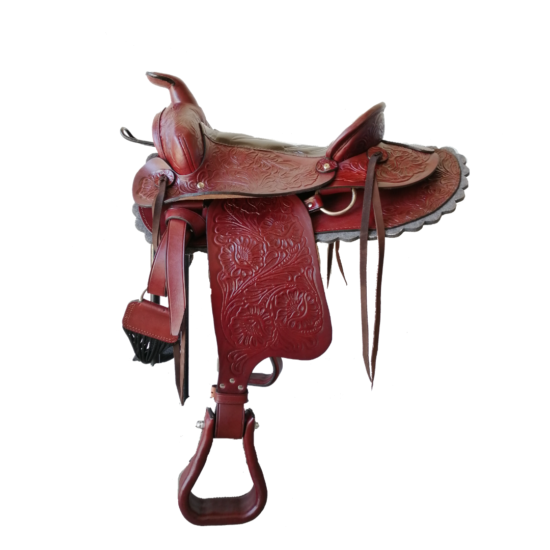 Saddle Red Brown Embossed